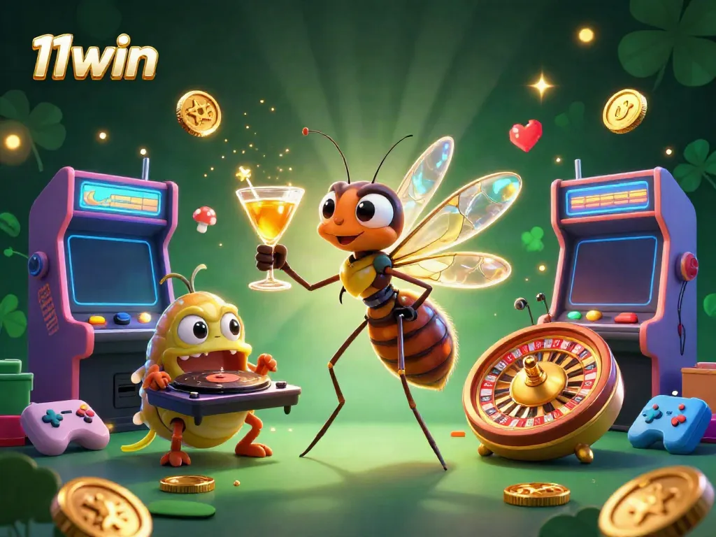 Experience the excitement of 11win with a vibrant digital casino scene combining unique characters and game elements.