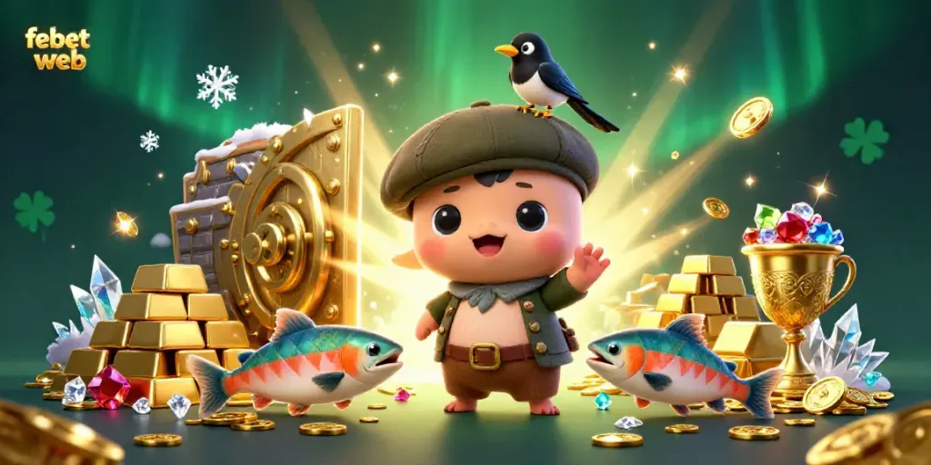 Engaging game scene featuring baby Nessie and gold elements in febet web promotion.