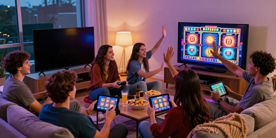 Friends enjoying an exciting online gaming experience with DA88, celebrating a jackpot win.