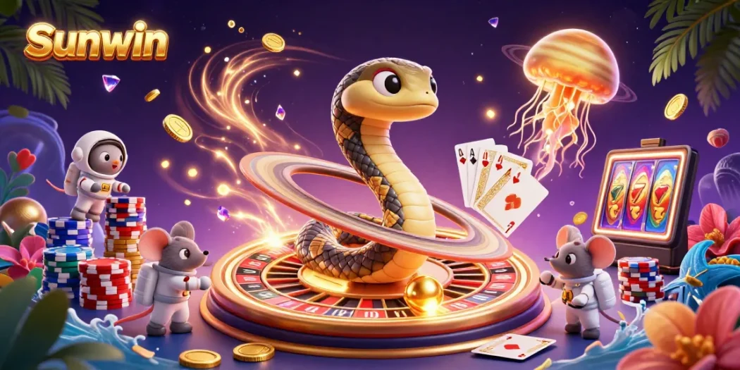 Experience fun gaming moments at Sunwin with a stunning cosmic casino scene filled with excitement!
